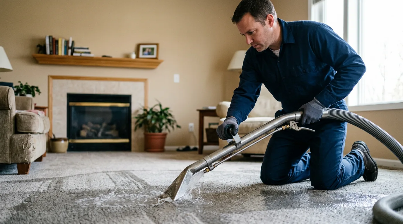 Water damage restoration technician working near Mcleod, TX